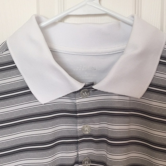 ACADEMY LTD Men's Small Classic Collar Black, Gray and White Striped Polo Shirt - Picture 5 of 7